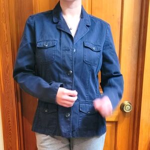 Eddie Bauer size 12 navy 100% cotton blazer.